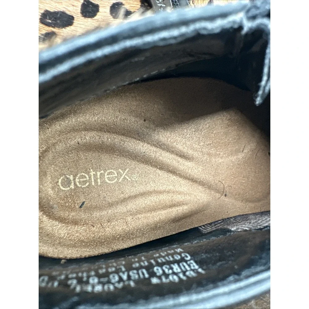 Aetrex Cheetah Calf Hair Booties 6-6.5
